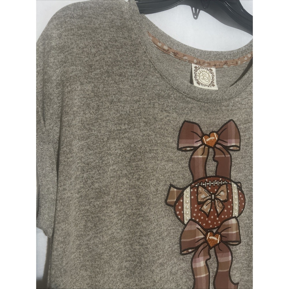 Fall Football Women's TruSelf Patchwork Embroidered Top Size L